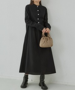 MHL.✨シャツワンピース ロング ハーフボタン ネイビー Ⅱ