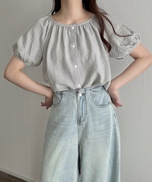 ラウンドネックボリュームスリーブブラウス
