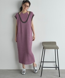 THE YOn | 2WAY配色レイヤードフレンチスリーブメランジニットワンピース(ワンピース)