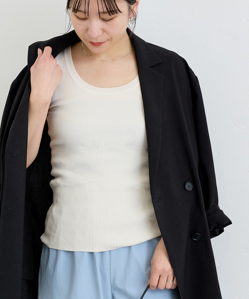 JOURNAL STANDARD（ジャーナルスタンダード）の「《追加3》Uネックニットタンク（タンクトップ・レディース・アイボリー/チャコールグレー/ネイビー・FREE）」の14枚目の写真