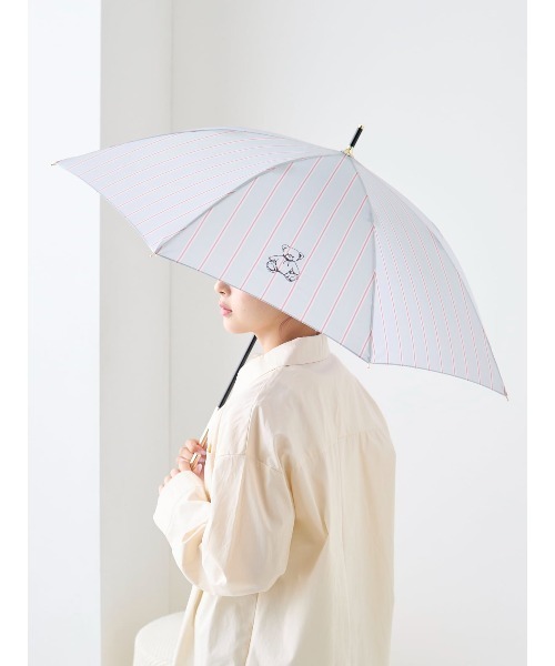 tutuanna（チュチュアンナ）の「[UVカット]線描きクマ刺繍ストライプ傘(晴雨兼用)（長傘・レディース・レッド/サックスブルー・フリー）」の13枚目の写真