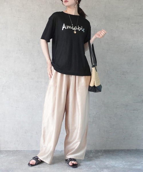 SELECT LEVERY(セレクトリベリー)の「シアーロゴプリントTシャツ(Tシャツ/カットソー・レディース・アイボリー/ライトブルー/ブラック/グレー/サーモンピンク・MEDIUM)」の14枚目の写真