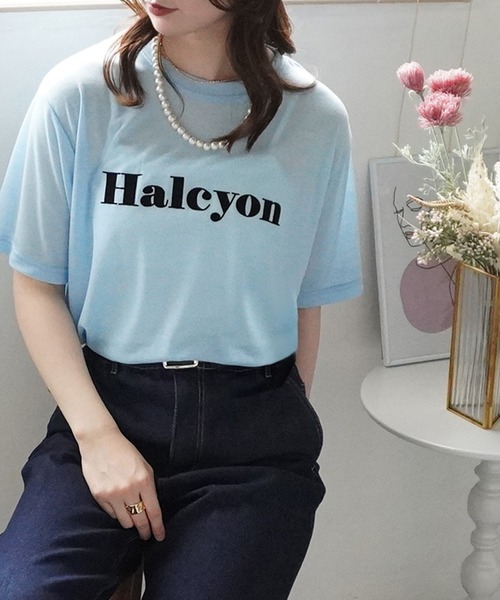 SELECT LEVERY(セレクトリベリー)の「シアーロゴプリントTシャツ(Tシャツ/カットソー・レディース・アイボリー/ライトブルー/ブラック/グレー/サーモンピンク・MEDIUM)」の18枚目の写真