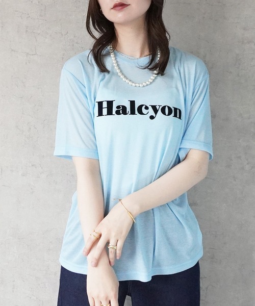 SELECT LEVERY(セレクトリベリー)の「シアーロゴプリントTシャツ(Tシャツ/カットソー・レディース・アイボリー/ライトブルー/ブラック/グレー/サーモンピンク・MEDIUM)」の21枚目の写真