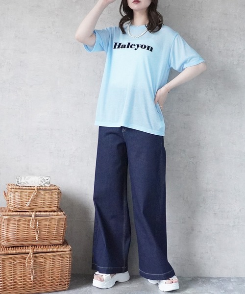 SELECT LEVERY(セレクトリベリー)の「シアーロゴプリントTシャツ(Tシャツ/カットソー・レディース・アイボリー/ライトブルー/ブラック/グレー/サーモンピンク・MEDIUM)」の22枚目の写真