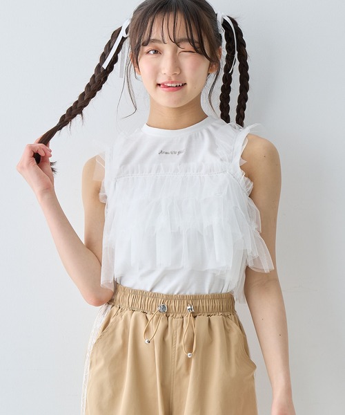 poláura クロスチュールビスチェ新品 CORNERS キャミソール チュール花柄刺繍ビスチェ「セットアップ