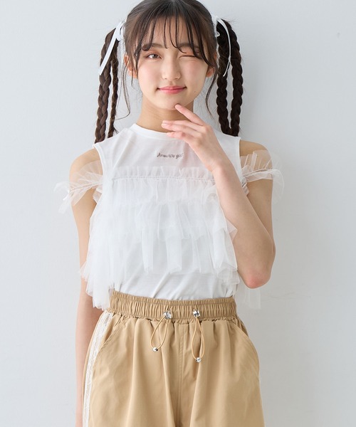 セール】2wayチュールビスチェフェイクカットソー（Tシャツ