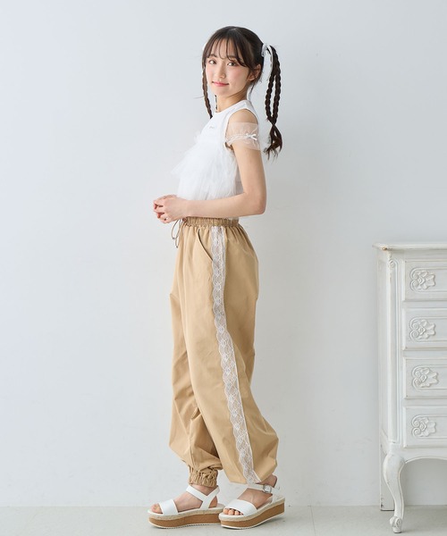 Amourire girl（アムリールガール）の「2wayチュールビスチェフェイクカットソー（Tシャツ/カットソー・キッズ・サックスブルー/オフホワイト・130cm/140cm/150cm/160cm）」の3枚目の写真