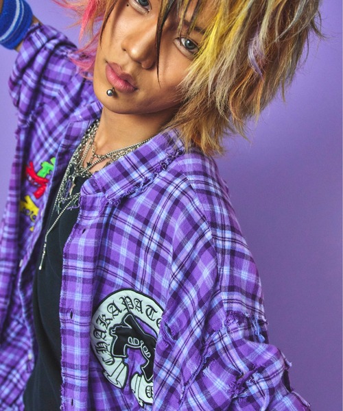 GALFY（ガルフィー）の「GALFY-チャカパッチチェックシャツ（シャツ/ブラウス・メンズ・パープル/レッド/ブルー・L/XL）」の20枚目の写真