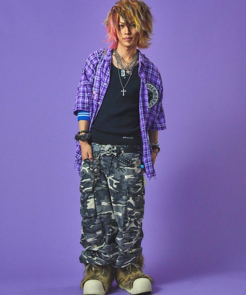 GALFY（ガルフィー）の「GALFY-チャカパッチチェックシャツ（シャツ/ブラウス・メンズ・パープル/レッド/ブルー・L/XL）」の21枚目の写真