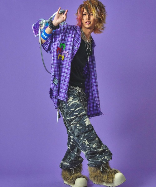 GALFY（ガルフィー）の「GALFY-チャカパッチチェックシャツ（シャツ/ブラウス・メンズ・パープル/レッド/ブルー・L/XL）」の22枚目の写真