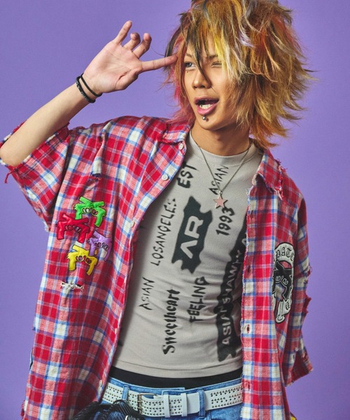 GALFY（ガルフィー）の「GALFY-チャカパッチチェックシャツ（シャツ/ブラウス・メンズ・パープル/レッド/ブルー・L/XL）」の10枚目の写真