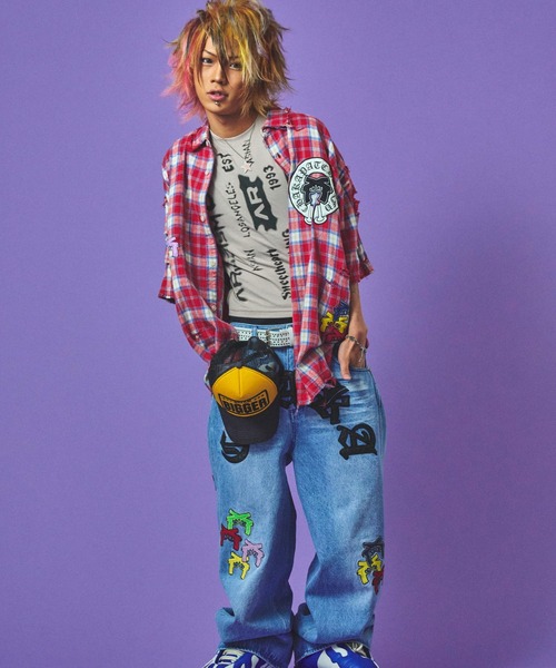 GALFY（ガルフィー）の「GALFY-チャカパッチチェックシャツ（シャツ/ブラウス・メンズ・パープル/レッド/ブルー・L/XL）」の14枚目の写真