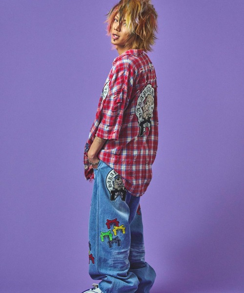 GALFY（ガルフィー）の「GALFY-チャカパッチチェックシャツ（シャツ/ブラウス・メンズ・パープル/レッド/ブルー・L/XL）」の15枚目の写真