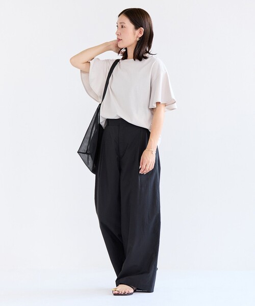 tシャツ フレアースリーブ天竺カットソー/接触冷感/洗える レディース shenshi9123_01b.jpg