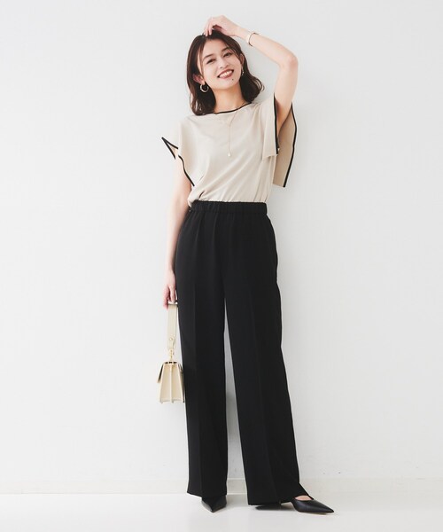 UNTITLED（アンタイトル）の「【接触冷感/UVカット/ウエストゴム】センタープレスツイルパンツ（その他パンツ・レディース・ブラック/ライトベージュ・50/42/44/46/48/00/01/02/03/04）」の15枚目の写真