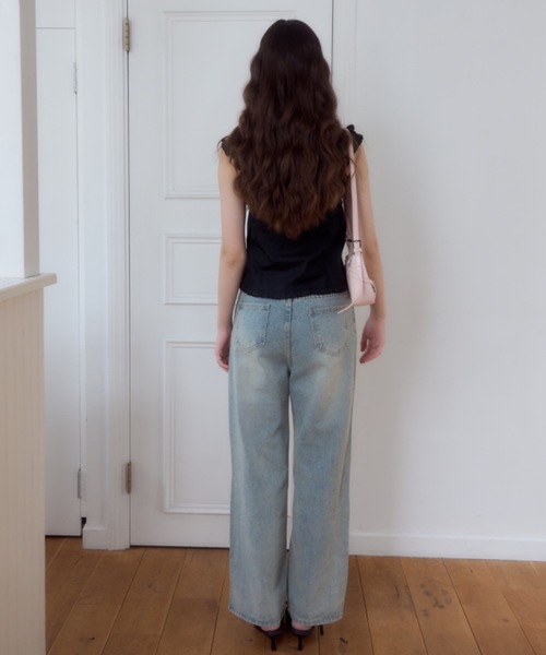 Birthday room（バースデイルーム）の「レースドッキングダメージデニムパンツ/lace docking damaged denim pants（デニムパンツ・レディース・ライトブルー・MEDIUM）」の6枚目の写真