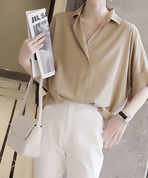 shoppinggo（ショッピングゴー）の「シャツ レディース ゆるカットソー ロングT（シャツ/ブラウス・レディース・ブラック/ベージュ/ホワイト・M）」の7枚目の写真
