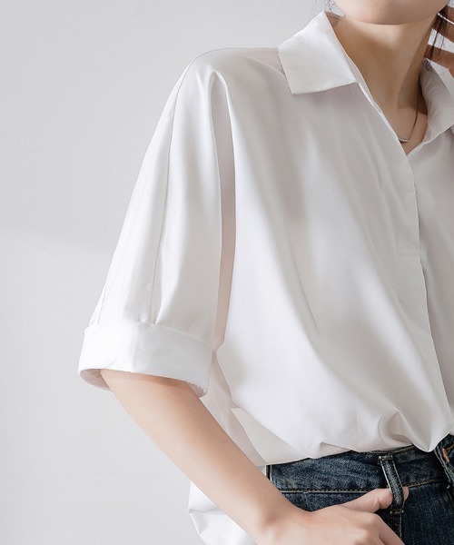 shoppinggo（ショッピングゴー）の「シャツ レディース ゆるカットソー ロングT（シャツ/ブラウス・レディース・ブラック/ベージュ/ホワイト・M）」の4枚目の写真