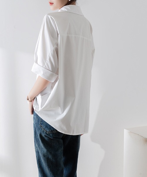 shoppinggo（ショッピングゴー）の「シャツ レディース ゆるカットソー ロングT（シャツ/ブラウス・レディース・ブラック/ベージュ/ホワイト・M）」の5枚目の写真