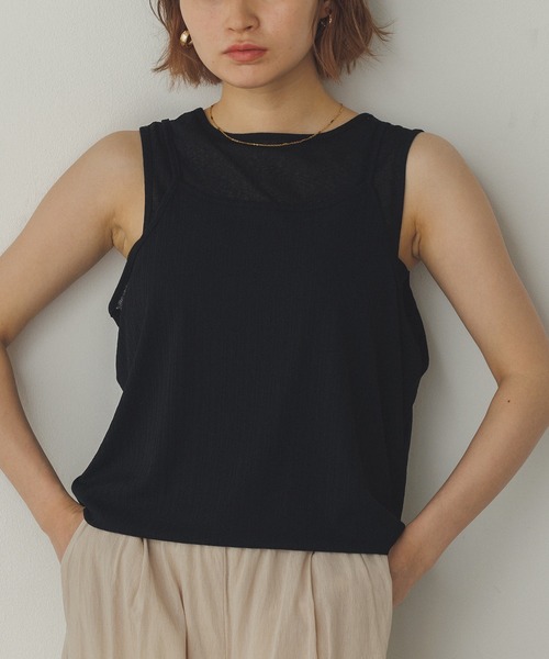 hunch(ハンチ)の「ランダムリブ シアータンクトップ(タンクトップ・レディース・ホワイト/ブルーパープル/チャコール/ブラック・FREE)」の3枚目の写真