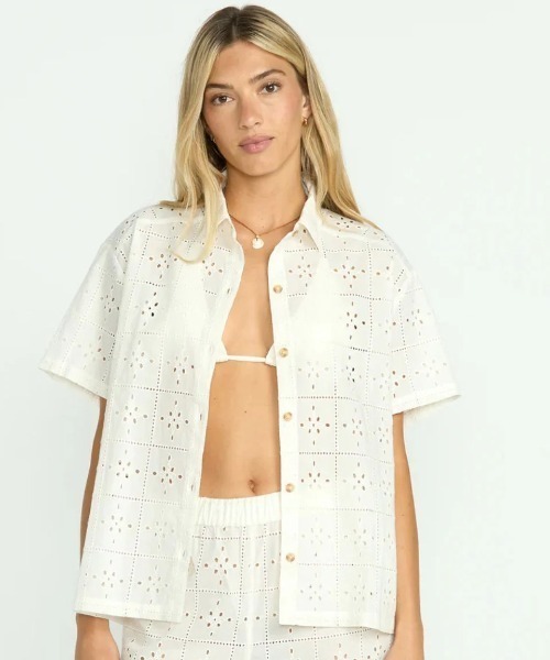 ブラウス シャツ BILLABONG レディース 「CRYSTAL TIDES」 SUN SYMBOL SHIRT 半袖シャツ 「2025年春夏モデル BILLABONG ブラウス シャツ レディース 「CRYSTAL TIDES」 SUN
