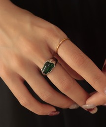 bonu.（ボヌ）の「【サージカルステンレス】オーガニックシェイプグリーンリング（リング）」