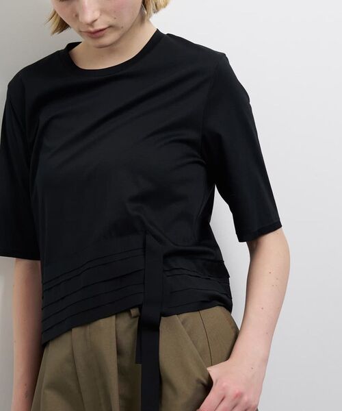 LANVIN en Bleu（ランバンオンブルー）の「アシンメテープフリルカットソー（Tシャツ/カットソー・レディース・ブラック/オフホワイト・38）」の2枚目の写真