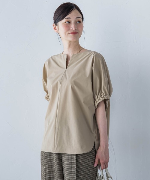 LAUTREAMONT(ロートレアモン)の「【晴れ軽】撥水UVキーネックブラウス≪UV/接触冷感/撥水性/洗濯機で洗える≫(シャツ/ブラウス・レディース・ブラック/ホワイト/ブラウン/グリーン/ベージュ・9号)」の13枚目の写真