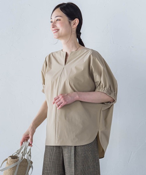 LAUTREAMONT(ロートレアモン)の「【晴れ軽】撥水UVキーネックブラウス≪UV/接触冷感/撥水性/洗濯機で洗える≫(シャツ/ブラウス・レディース・ブラック/ホワイト/ブラウン/グリーン/ベージュ・9号)」の14枚目の写真