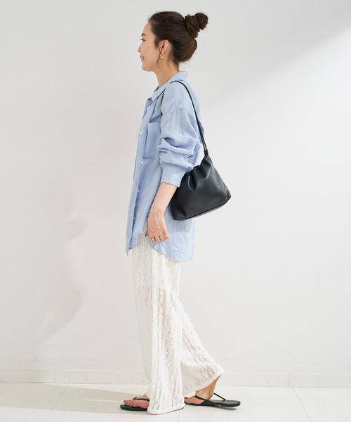 【BBちゃん】 MEER. ギャザードポケットパンツ　ホワイト 24SS AMBIDEX Store △〇lasew ギャザーパンツ(F キナリ): FLAT-cic