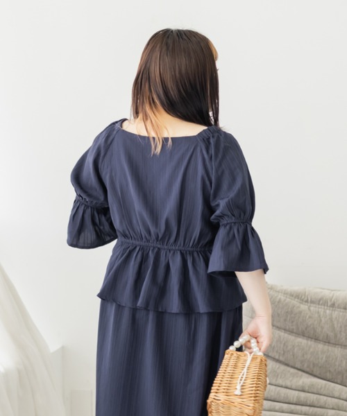 CLETTE(クレット)の「リボンブラウス&スカートセットアップ(ワンピース・レディース・サンドグレー/モカ/ネイビー・4L/3L/LL)」の22枚目の写真