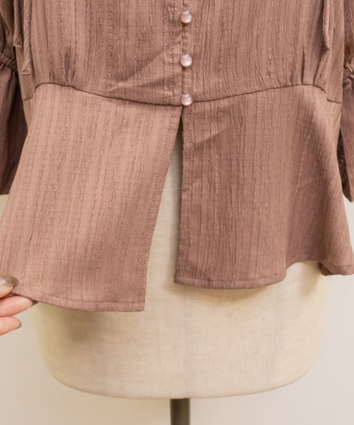 CLETTE(クレット)の「リボンブラウス&スカートセットアップ(ワンピース・レディース・サンドグレー/モカ/ネイビー・4L/3L/LL)」の10枚目の写真