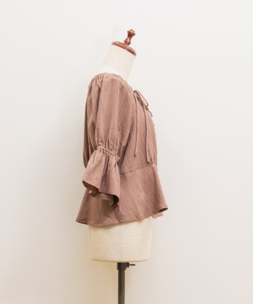 CLETTE(クレット)の「リボンブラウス&スカートセットアップ(ワンピース・レディース・サンドグレー/モカ/ネイビー・4L/3L/LL)」の19枚目の写真