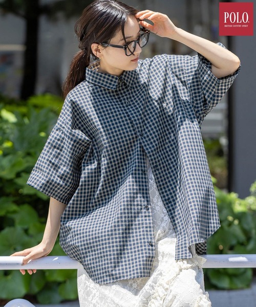 RAGEBLUE（レイジブルー）の「＜POLO BCS/ポロ・ビーシーエス＞別注アソートルーズシャツ/SS（シャツ/ブラウス・レディース・ネイビー系/ベージュ系/ブルー・FREE）」の3枚目の写真