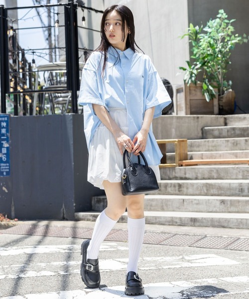 RAGEBLUE（レイジブルー）の「＜POLO BCS/ポロ・ビーシーエス＞別注アソートルーズシャツ/SS（シャツ/ブラウス・レディース・ネイビー系/ベージュ系/ブルー・FREE）」の4枚目の写真