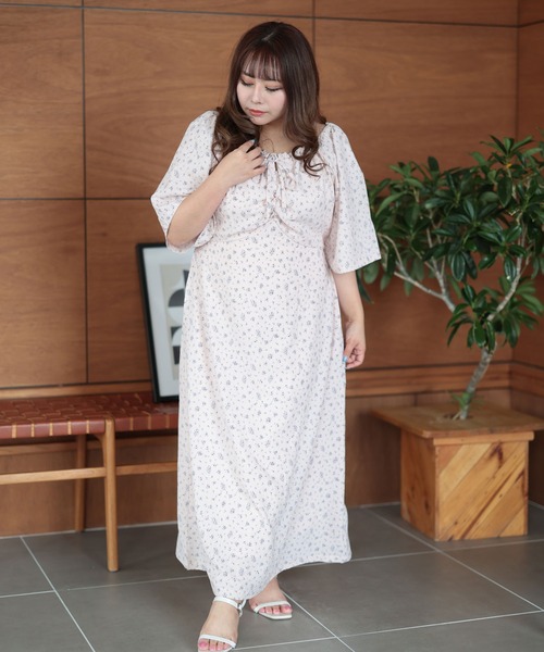 Ruwan yu(ルワンユー)の「フラワーミストギャザーワンピース【大きいサイズ対応】(ワンピース・レディース・ピンク・L/LL/3L/4L)」の11枚目の写真