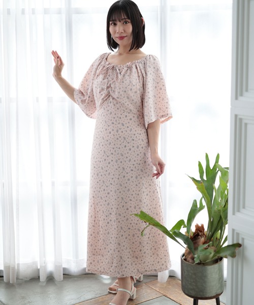 Ruwan yu(ルワンユー)の「フラワーミストギャザーワンピース【大きいサイズ対応】(ワンピース・レディース・ピンク・L/LL/3L/4L)」の19枚目の写真