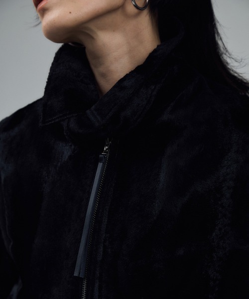 SALON adam et rope'（サロン アダム エ ロペ）の「ポニーヘアーライクジップブルゾン（ブルゾン・レディース・ブラック・FREE）」の3枚目の写真