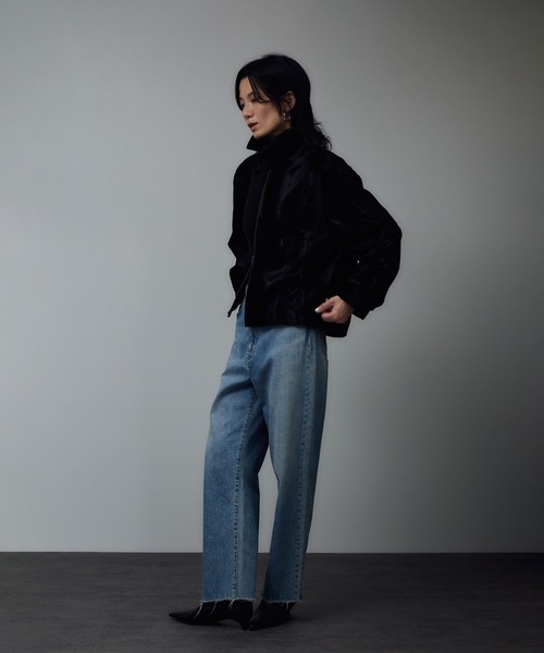 SALON adam et rope'（サロン アダム エ ロペ）の「ポニーヘアーライクジップブルゾン（ブルゾン・レディース・ブラック・FREE）」の5枚目の写真