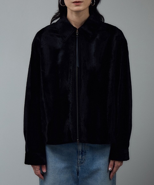 SALON adam et rope'（サロン アダム エ ロペ）の「ポニーヘアーライクジップブルゾン（ブルゾン・レディース・ブラック・FREE）」の11枚目の写真