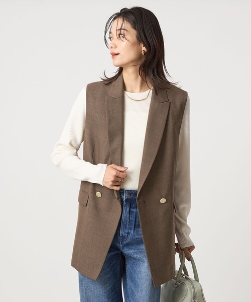 green label relaxing（グリーンレーベルリラクシング）の「Greed グリード テーラード ジレ -ウォッシャブル-（ベスト・レディース・ネイビー/その他1/グレー・36/38）」の9枚目の写真