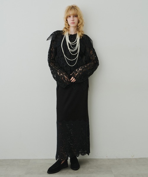 LA BELLE ETUDE（ラベルエチュード）の「総レースBIGモチーフレース衿ブラウス（シャツ/ブラウス・レディース・ホワイト/ブラック・FREE）」の5枚目の写真