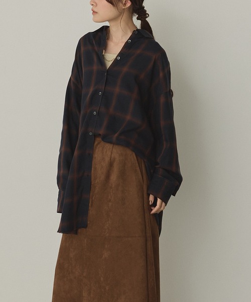 hunch（ハンチ）の「オンブレチェック オーバーシャツ（シャツ/ブラウス・レディース・ホワイト系その他/ブラウン系その他/ブルー系その他/ベージュ系その他/ホワイト系その他2/ブラック系その他・FREE）」の8枚目の写真