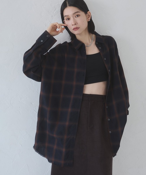 hunch（ハンチ）の「オンブレチェック オーバーシャツ（シャツ/ブラウス・レディース・ホワイト系その他/ブラウン系その他/ブルー系その他/ベージュ系その他/ホワイト系その他2/ブラック系その他・FREE）」の15枚目の写真