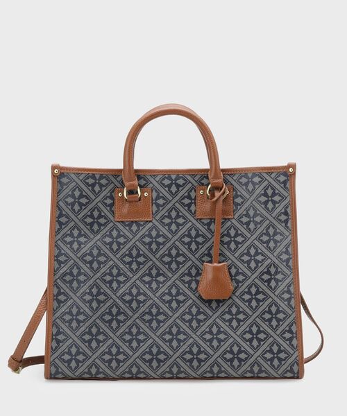 LAURA ASHLEY(ローラアシュレイ)の「【牛革/ショルダーベルト付き/Lサイズ】ミスタージョーンズ柄 バック(トートバッグ・レディース・ネイビー系/ブラック系・00)」の11枚目の写真