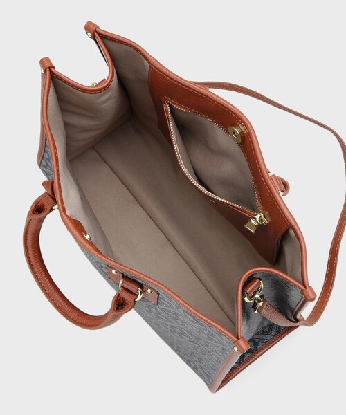 LAURA ASHLEY(ローラアシュレイ)の「【牛革/ショルダーベルト付き/Lサイズ】ミスタージョーンズ柄 バック(トートバッグ・レディース・ネイビー系/ブラック系・00)」の6枚目の写真