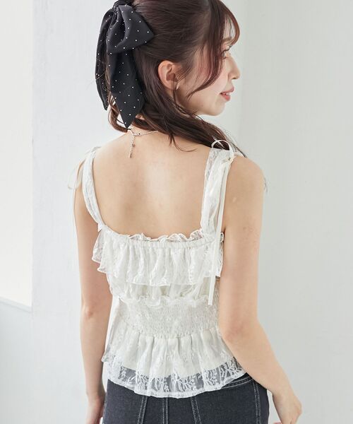 MAJESTIC LEGON(マジェスティックレゴン)の「シャーリングビスチェ(キャミソール・レディース・ブルー/アイボリー/ピンク・MEDIUM)」の4枚目の写真