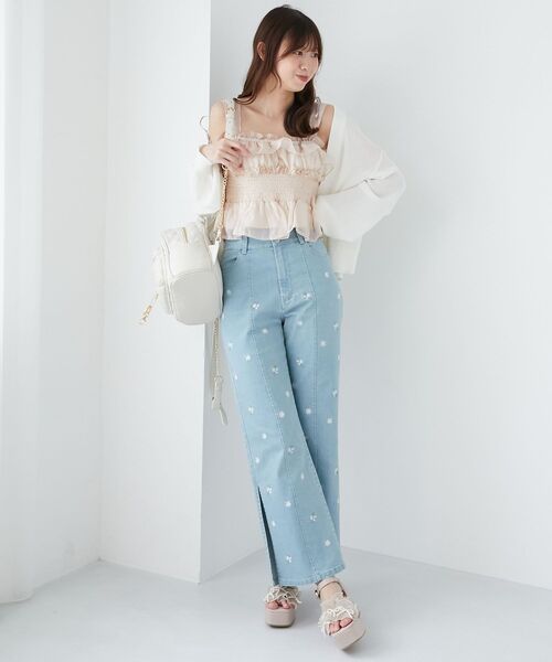 MAJESTIC LEGON(マジェスティックレゴン)の「シャーリングビスチェ(キャミソール・レディース・ブルー/アイボリー/ピンク・MEDIUM)」の7枚目の写真