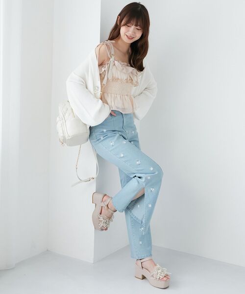 MAJESTIC LEGON(マジェスティックレゴン)の「シャーリングビスチェ(キャミソール・レディース・ブルー/アイボリー/ピンク・MEDIUM)」の8枚目の写真